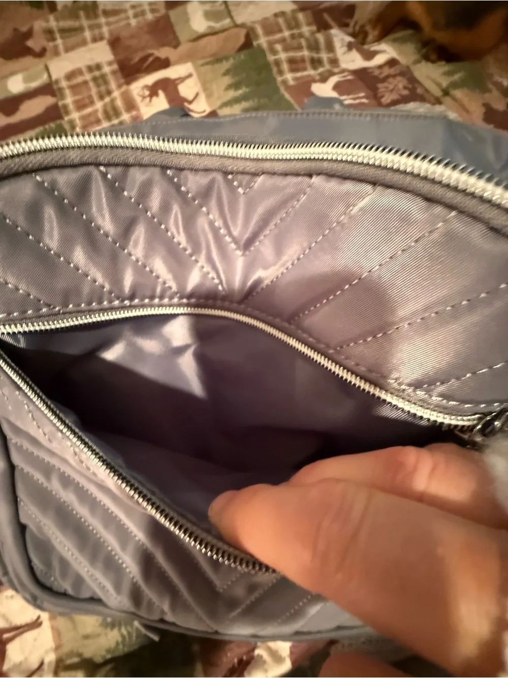 Newbella’s Quilted Fabric Gray Backpack